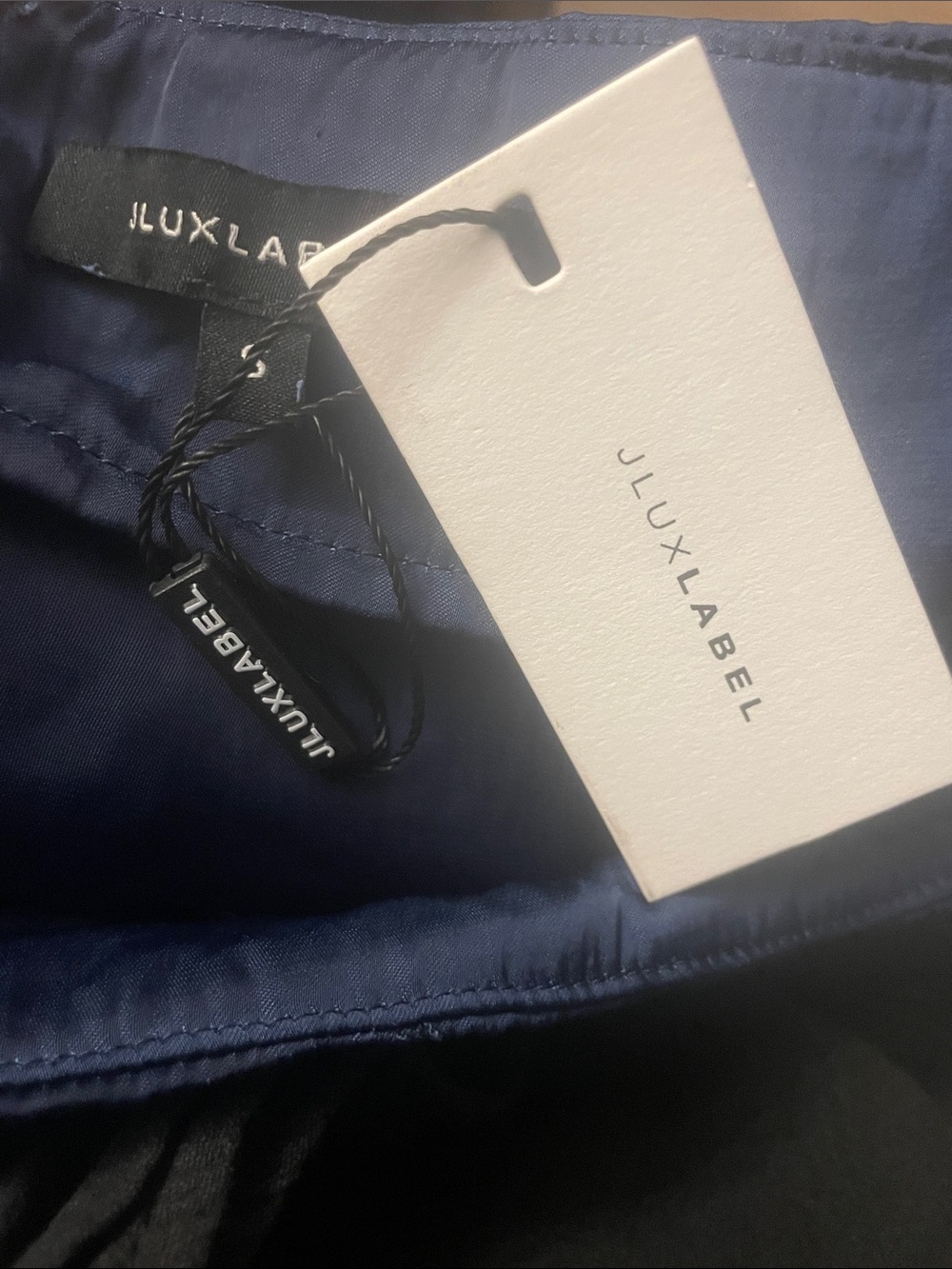JLUXLABEL Navy Wide-Leg Crinkle Palazzo Pants - Picture 9 of 10